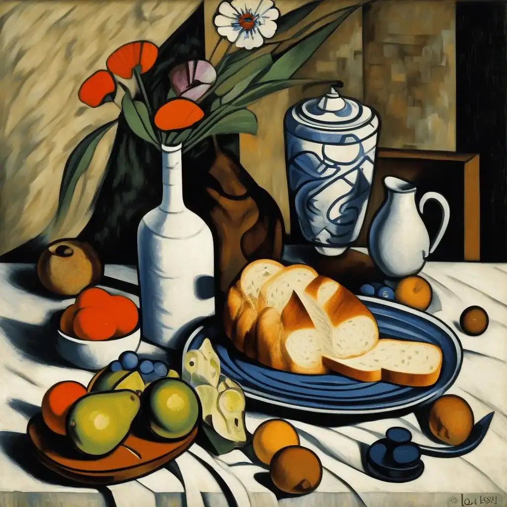 Breton Bread, Two Fish, Spoon – Louis Marcoussis